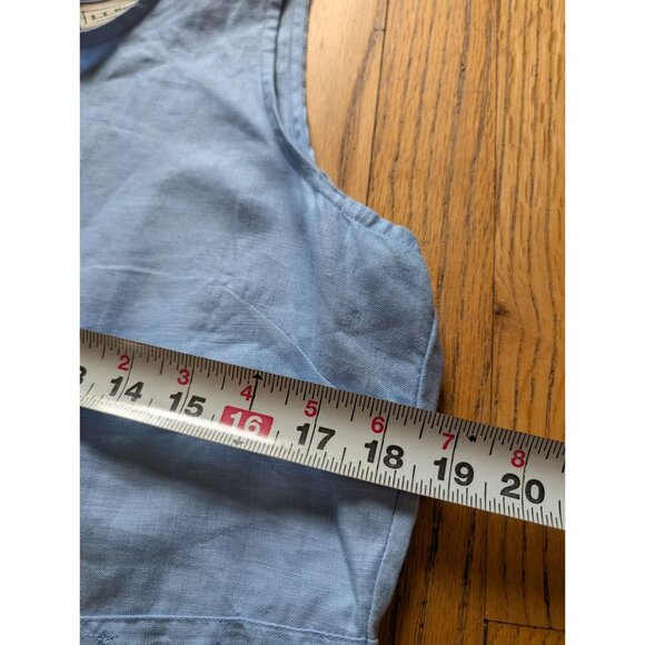 L.L.Bean Womens Light Blue Linen Sleeveless Embroidered Dress Size 12 Regular - Picture 8 of 8
